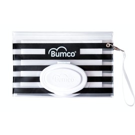 BUMCO Airtight Wipes Dispenser, Keeps Wet, Reusable Refillable Pouch, Diaper Bag Organizer for Travel, Carrying Clutch, Unique Baby Gift for Girl Boy [Black]