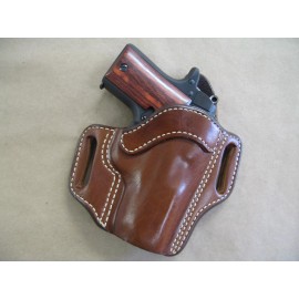 Azula Gun Holsters Kimber Micro .380 OWB Leather 2 Slot Molded Pancake Belt Holster CCW TAN RH