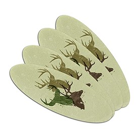 Deer Heads Trio Design Hunting Hunter Camouflage Double-Sided Oval Nail File Emery Board Set 4 Pack