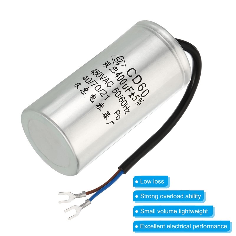 PATIKIL CD60 Run Capacitor, 400uF 450VAC 2 Wires 5% Tolerance