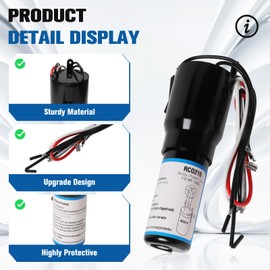 RCO210 3 in 1 Hard Start Capacitor Replacement Part, Solid State Relay Overload & Start Capacitor Combination 1/12 hp- 1/2 hp Compressors Voltage 120VAC