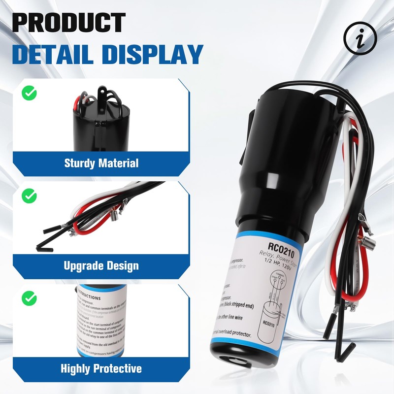 RCO210 3 in 1 Hard Start Capacitor Replacement Part, Solid