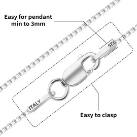 ASHINE Silver Chain Necklace for Women Sterling Silver Chain Silver Chain for Men Chain Necklace Charm Necklace Chain for Jewelry Making (0.8mm Box Chain Lobster Clasp 21 Inches)