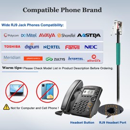 Callez RJ9 Telephone Headset Dual for Polycom Phone with Noise Cancelling Mic & Corded Office Phone Headset Compatible with Polycom Avaya Plantronics Mitel ShoreTel Digium Nortel Landline Phones