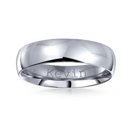 Plain Simple Dome Couples Ring Wedding Band for Women for Men Polished Silver Tone Stainless Steel 5MM