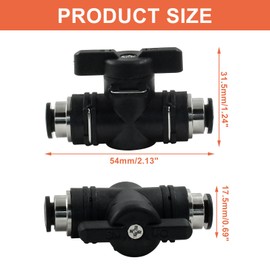Litoexpe 5 Pcs 6mm Pneumatic Ball Valve, Push to Connect Ball Valve PVC Air Flow Control Valve Air Fittings Straight Quick Connect Union Air Quick Connect Air Hose Fittings