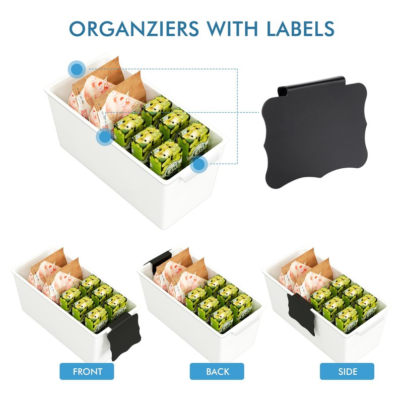 Plastic Storage Bins 6 Pack with Clip Labels & Chalk