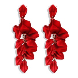 Petal Earrings, Rose Leaf Earrings, Earrings for Women, Valentine's Day Earrings, Flower Earrings, Long Earrings Hanging for Women, Photo Props, Decoration Valentine's Day, Zinc