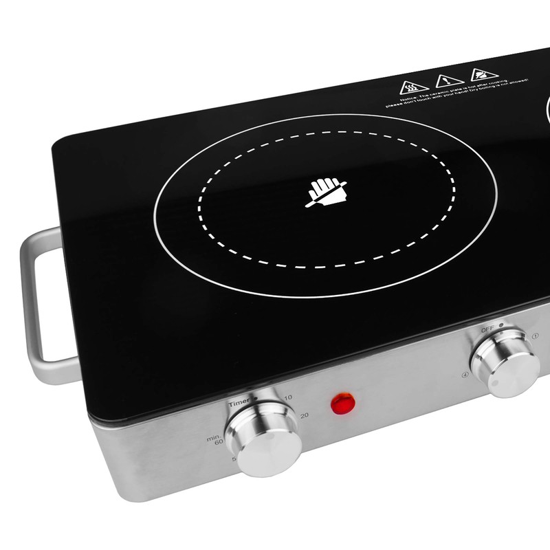 Brentwood Select TS-382 Double Infrared Electric Countertop Burner,1800-Watt, with Timer,Stainless
