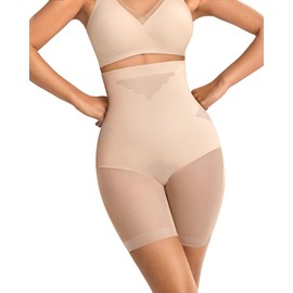 Vertvie Shapewear for Women Tummy Control High Waisted Shapewear Shorts Targeted Compression Body Shaper Bathroom Friendly(Nude,Small)
