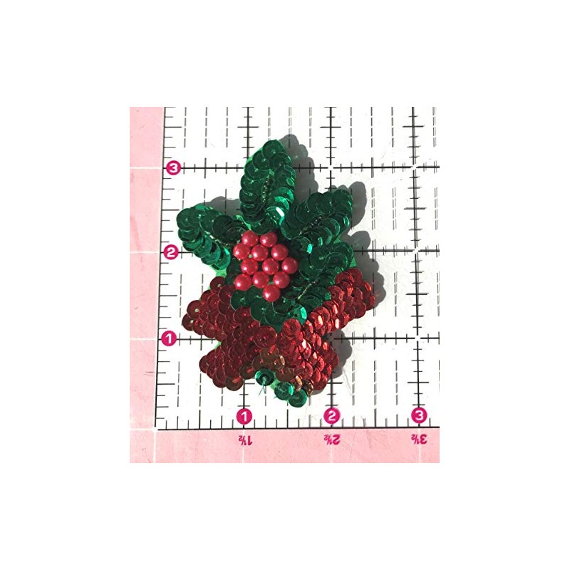 Mistletoe Christmas Beaded Sequined Sew-On Applique Patch (Pack of 3)