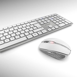 CHERRY DW 9100 Slim Wireless Keyboard and Mouse Set Combo Rechargeable with SX Scissor Mechanism, Silent keystroke Quiet Typing with Thin Design for Work or Home Office. (White & Silver)