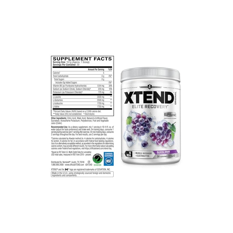 XTEND Suplemento alimenticio BCAA Sabor Uva, 390g