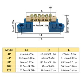 4 Pieces M4 Ground Rail, 4 Positions Grounding Rod, Brass Grounding Rods, Common Busbar Power Terminal Block, M4 Screw Terminals for Car, Boat, Marine, Caravan