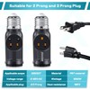 Feekoon 2 Pcs 3 Prong Light Socket Adapter, E26 Light