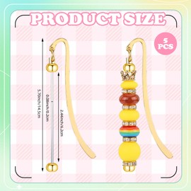 WEWAYSMILE 5 Pcs DIY Metal Bookmarks Blank Beaded Bookmarks Beaded Hook Bookmarks Bookmark Making Kit Suitable for Students and Teachers Office Stationery Gifts（Gold）
