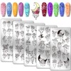 PH PandaHall 5pcs Nail Stamping Plates, Floral Pearl Necklace Nail