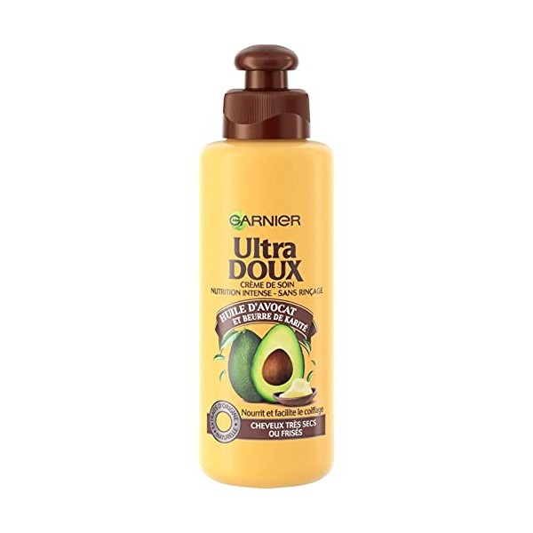 Garnier Ultra Doux with Avocado Oil and Shea Butter, Rinsing Cream for Very Dry or Frizzy Hair, 200 ml, Pack of 1