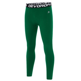 DEVOROPA Youth Boys' Compression Leggings Sports Tights Fleece Lined Thermal Base Layer Pants Kelly Green S