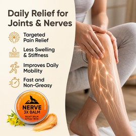 Nerve 3x Balm for Neuropathy, Natural Herbal Joint Care Warming with Organic Arnica & Camphor, Lymphatic Balm 3x Bálsamo MsM for Feet, Knee, Back & Joint, Non-Greasy Formula, 5.4fl oz