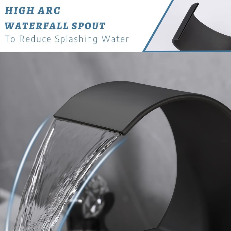 BANGPU Bathroom Sink Faucet 3 Hole Widespread Waterfall Bathroom Faucets
