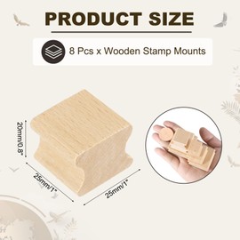PATIKIL 25x25mm Wooden Stamp Block, 8 Pcs Blank Rubber Stamp Mounts Wooden Rubber Beech Hard Wood Blocks for Making DIY Crafting, Wood Color