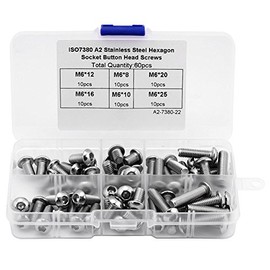 Tornillos de Cabeza Hexagonal M6 60 Unidades con Tuercas Acero Inoxidable y Caja de Almacenamiento