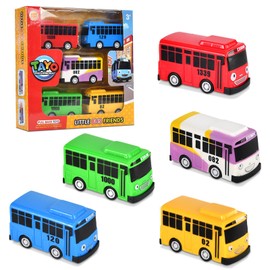 TIVUNORON Mini Bus Toy, 5 Pieces Bus Model Toy, Mini Pull Back Toy Cars, Mini Cartoon School Bus Toy Cars, Children's Bus Model Toy Cars Set, Children's Birthday Gift