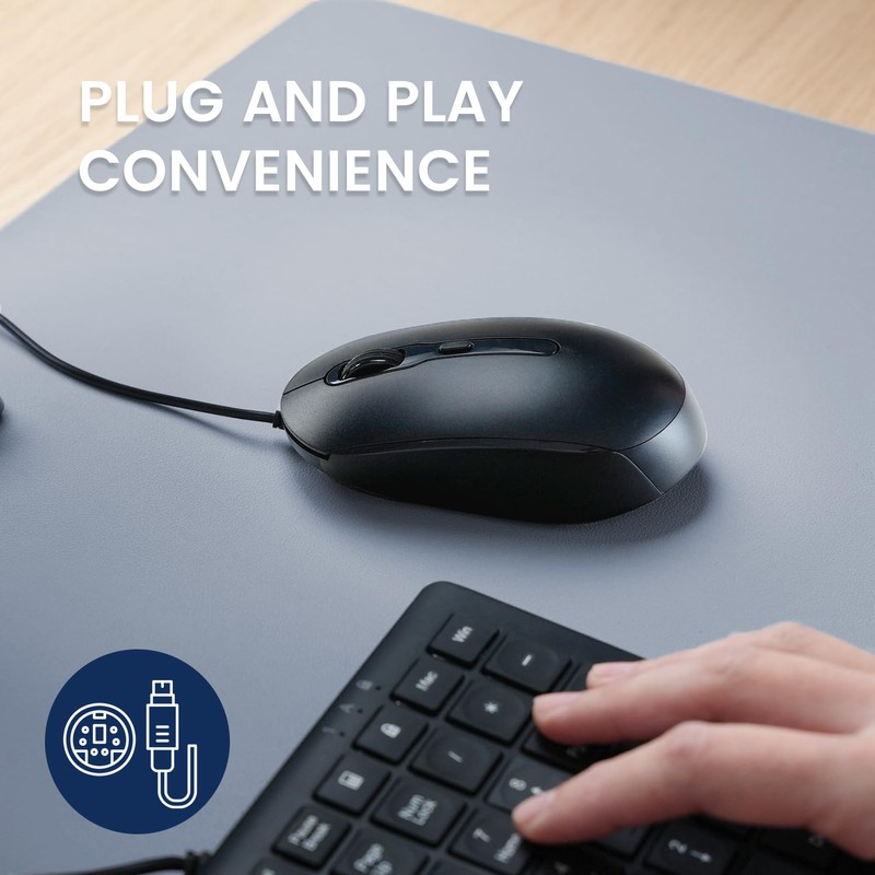 perixx PERIMICE-222 Wired Optical Mouse, Ergonomic Design, Silent Clicks, 5.9