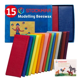 Stockmar Natural Modelling Beeswax: 15 Assorted Colors of Beeswax Sheets Safe for Kids, Toddlers, Adult Artists - Non Toxic, Non Drying Modeling Wax for Homeschoolers, Waldorf Organic Art Supplies