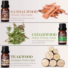 Woody Essential Oils Set, Men Scents Fragrance Oil for Candle Making | Sandalwood, Frankincense, Teakwood, Cypress, Cedarwood, Patchouli, Diffuser Oil Scents