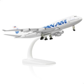 QIYUMOKE 747 Model Airplane Pan Am -1/300 Boeing 747 Diecast Metal Panam Model Plane Kits for Adult (with Stand) American Classic Aircraft Model for Gifts or Desktop Display Collections -8 inches L