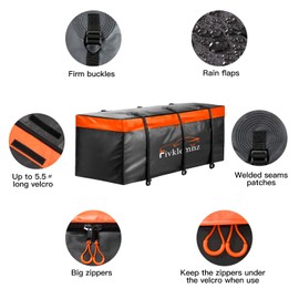 FIVKLEMNZ Hitch Mount Cargo Carrier Bag, 20 Cubic Feet 100% Waterproof Car Tray Cargo Carrier with 6 Reinforced Straps for Truck Pickup, Fits for All Vehicle with Steel Cargo Basket (59" 24" 24")