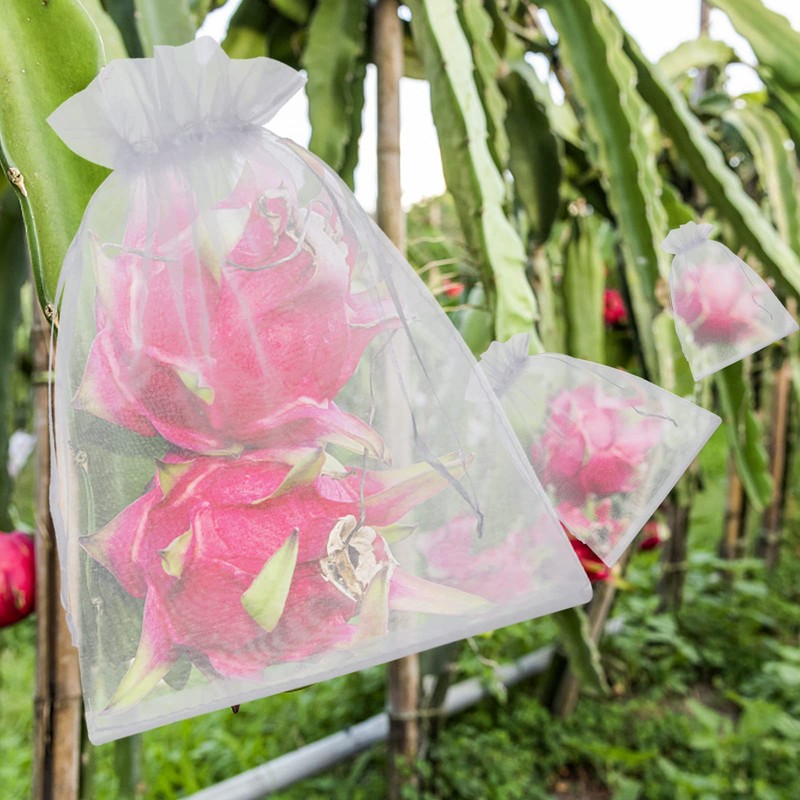 50 Pcs Fruit Protection Bags, 8x12 White Fruit Netting Bags