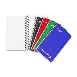 Mead Spiral Memo Notebook, 8 Pack, Pocket Notebook, College Ruled Paper, 3" x 5", 60 Sheets per Notebook, Assorted Colors (73605)