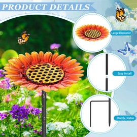 4 Pack Large Bee Watering Station 8.8'' Large Cups for Bee Garden Anti Drowning Metal Pollinator Water Feeder Flower Butterfly Bath Bowl Colorful Bird Gardening Decoration, Rust Proof