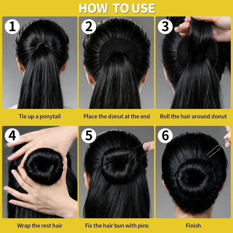 Fandamei Hair Bun Maker Set- 7 PCS Hair Donuts for