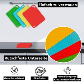 Axer Küchen Schneidebrett Kunststoff Groß - 6-teilige Schneidematte Küche Flexibel - Buntes Schneidebrett Set Spülmaschinenfest - Schneidbrett Set