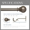 Elrene Home Fashions Cordelia Adjustable Single Curtain Rod with Globe