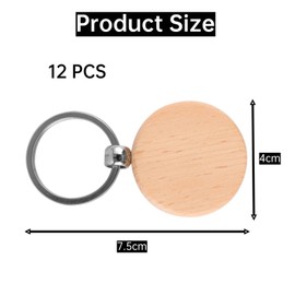 JALEVID Wooden Key Fob Blank DIY Wooden Key Ring Blank for Painting Sculpture Crafts Decor, Natural wood colour