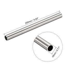 sourcing map sourcing map 304 Stainless Steel Tube, OD 18mm x 2mm Wall Thick 250mm Length Capillary Metal Tubing for Industry Machinery