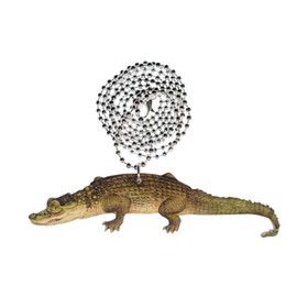 Miniblings Crocodile Necklace 80 cm Wood Printed Animal Alligator Water Handmade Fashion Jewellery Ball Chain Silver-Plated, Wood, metal