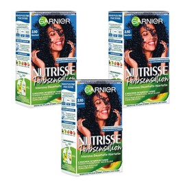 3 x Garnier Nutrisse Colour Sensation Permanent Hair Colour 3.10 Blue Black