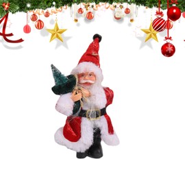 20 cm Christmas Santa Claus Figurine Ornament, Realistic Standing Santa Claus Doll, Traditional Santa Claus Figure Xmas for Christmas Window Table Home Gift DIY Ornaments Festival Decoration (B)