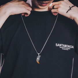 HARMONY BOLA Wolf Necklace 925 Sterling Silver Tiger Eye Wolf Tooth Pendant Wolf Jewelry Birthday Christmas Gifts for Men