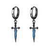 HOPEEZZ S925 Sterling Silver Medieval Sword Dangle Drop Earrings Turquoise
