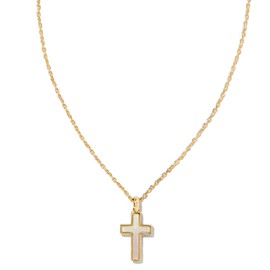 Kendra Scott Cross 14k Gold-Plated Pendant Necklace in Ivory Mother-of-Pearl, Fashion Jewelry for Women