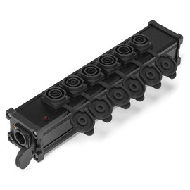 PD Connex PSB35 7-Way Compact TR PowerCon Splitter | IP65 Water-Resistant Power Splitters | Twist-Lock Connections | Truss Mountable Power Distribution for Stage, Audio, and Lighting Systems