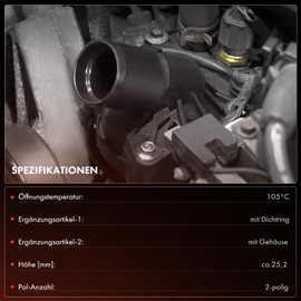 Frankberg Thermostat Coolant with Sensor Compatible with Golf V 1K1 Pa.ssat 3C2 Polo Classic 6V2 6V5 A3 8L1 8P1 Oct.avia I 1U2 1U5 Tou.ran 1T1 1T2 Bo.ra 1J2 1J6 Replace# 06A121111