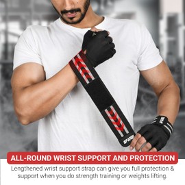 SPAREL Workout Gloves for Men with Wrist Wrap Support Weight Lifting Gloves for Men, Gym Gloves, Ventilated Back Weightlifting Gloves with Palm Protection for Lifting, Training, Fitness and Exercise